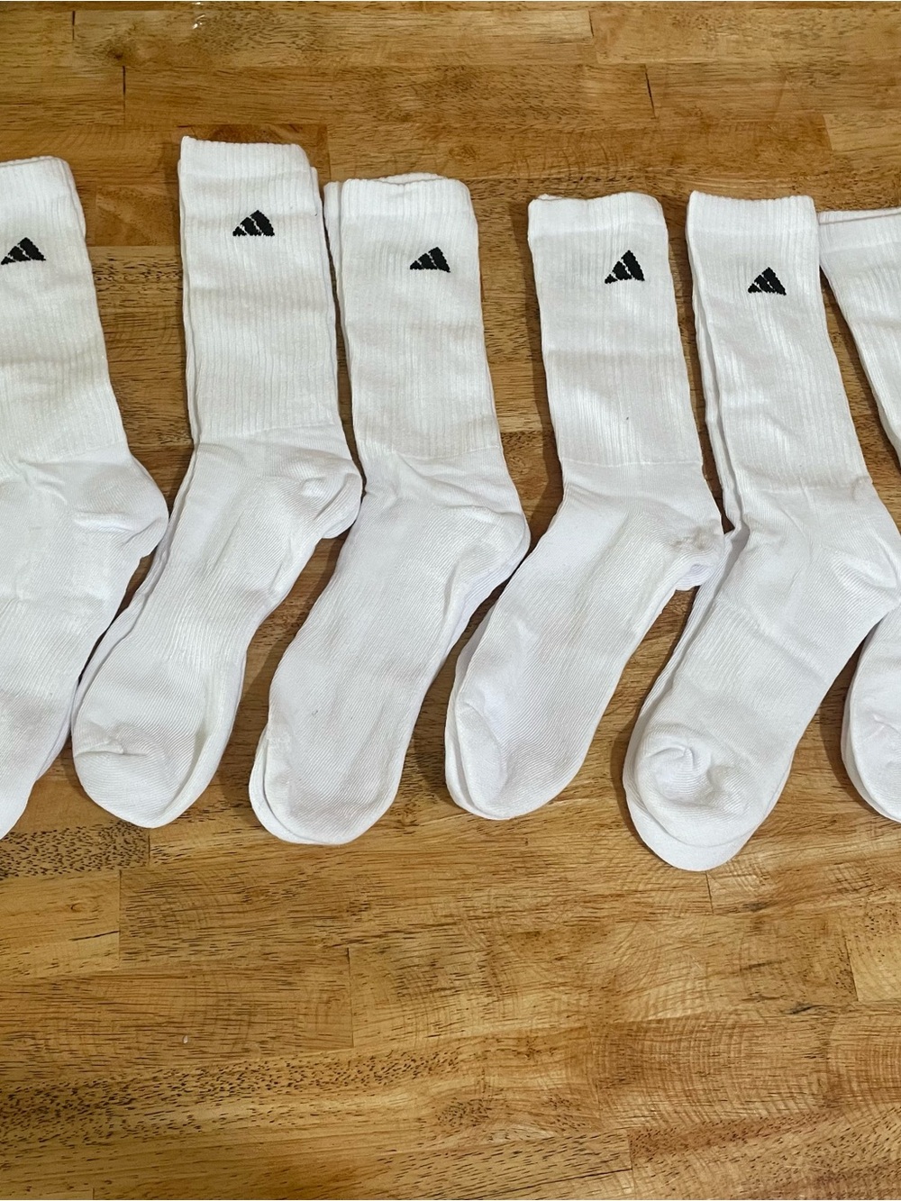 adidas White Crew Athletic Socks with Black Logo - 6 Pack